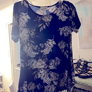 Royal blue flowered shirt